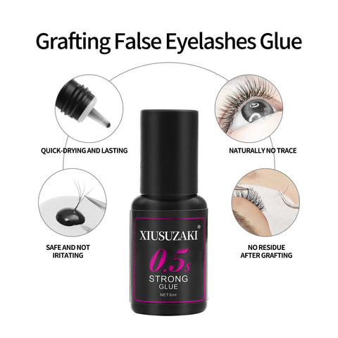 XIUSUZAKI 6ml 1 Second Fast Drying Strong False Eye Lash Extension Glue Adhesive Retention 5-7 Weeks Low Smell Mink Eyelash Glue