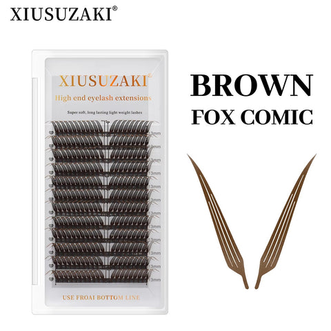 XIUSUZAKI Brown Oblique Flying Comic Spire Volume Lashes
