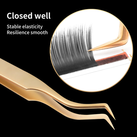 XIUSUZAKI High precision eyelash extension forceps, stainless steel eyelash 3D precise clip for makeup titanium alloy