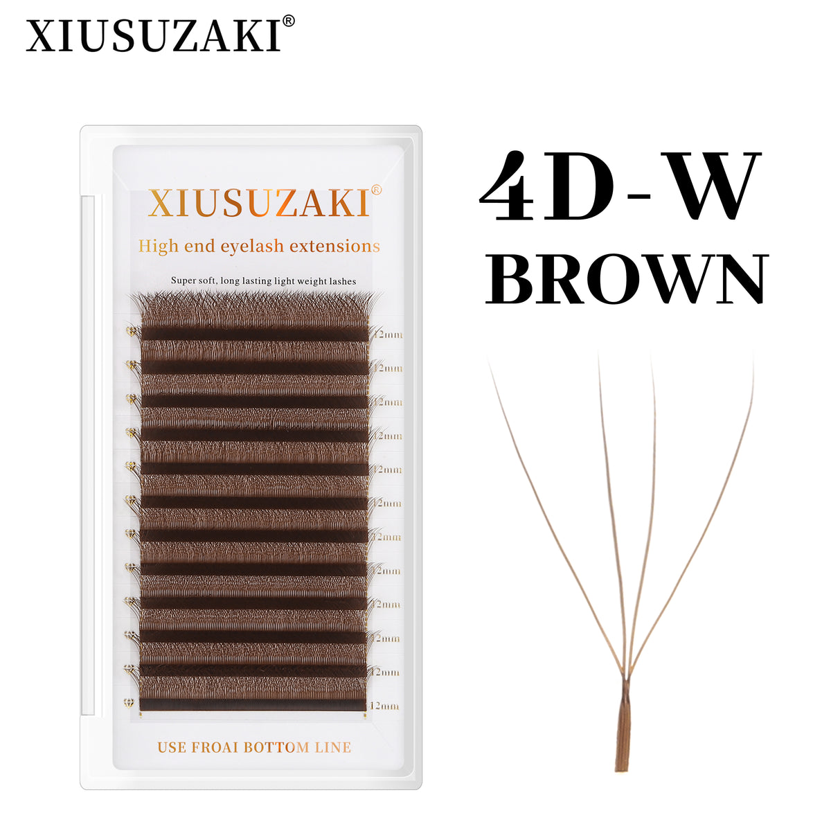 XIUSUZAKI Brown 4D W-Shaped Eyelashes Extensions 4 Tip C/D Curl High Quality Idividual Lash