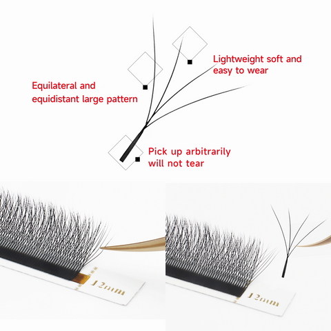 XIUSUZAKI Bloom Automatic Flowering Premade Fans Natural Soft Light Lashes Volume 4D W Shaped Eyelash Extensions