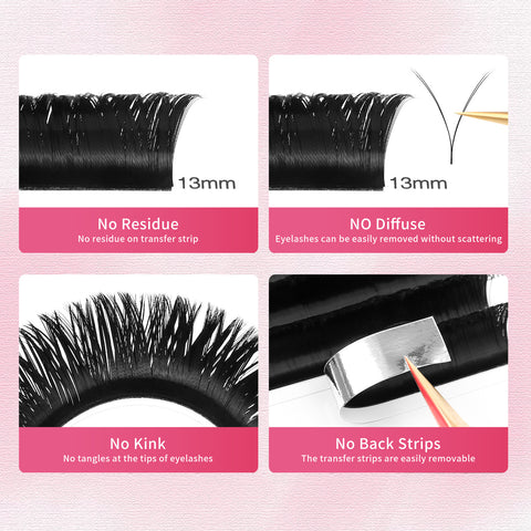 XIUSUZAKI V Shape Hand Woven Premium Soft Light Natural Eyelashes Extension Black  Carton box V shape Eyelash