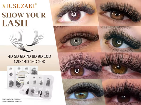 XIUSUZAKI Eyelash Extension Premade Fans 4D 5D Short Stem Loose Premade Volume Fans Lash