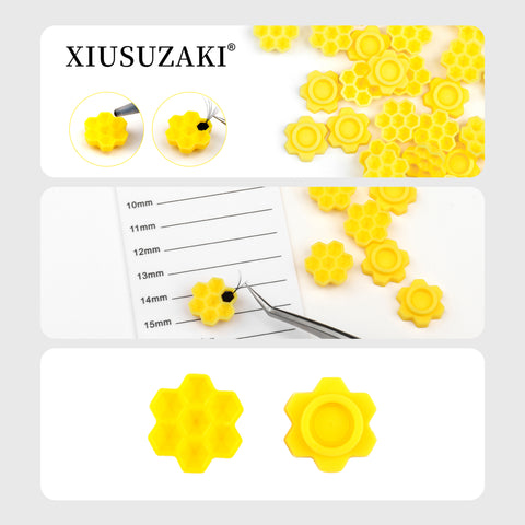 XIUSUZAKI 100 Pieces Flower Shape Glue Cup Eyelash Extension Glue Holder Pallet Grafting False Lash for Girls