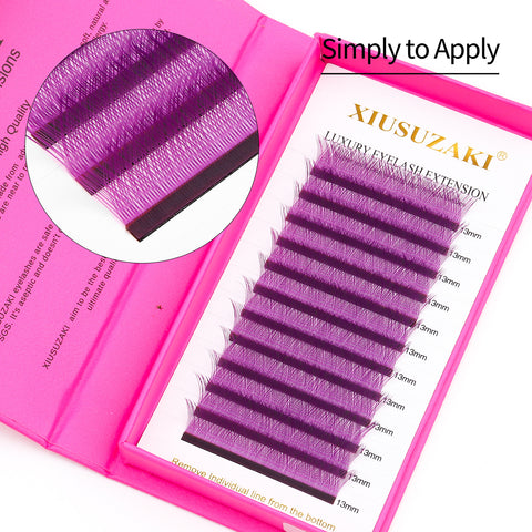 XIUSUZAKI YY Shape Eyelash Extensions Blue Purple Waved carton box Premade Volume Lashes Fluffy Natural