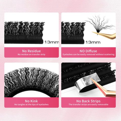 XIUSUZAKI Private label 0.07mm Professional Natural Looking Wool Curled Lashes Wavy PPL Eyelashes extensions Wool Roll lashes