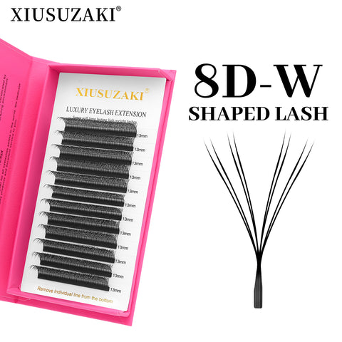 XIUSUZAKI 8D W-Shaped Eyelashes Extensions 2-4D Tip C/D Curl High Quality Idividual WLash