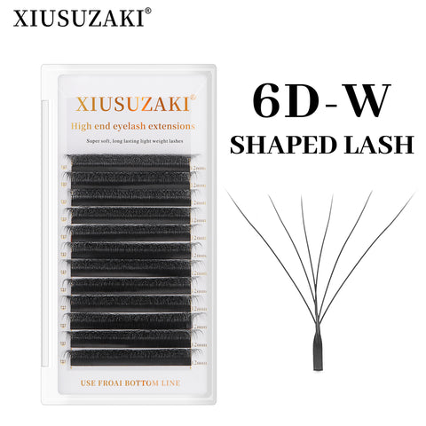 XIUSUZAKU 6D W-Shaped Eyelashes Extensions C/D Curl High Quality Idividual Lash