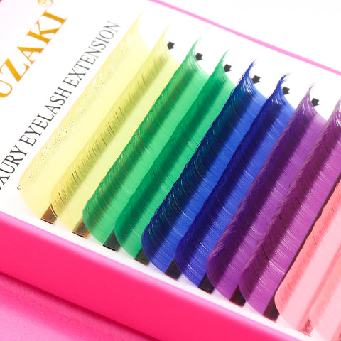 XIUSUZAKI 8 colors Mix color Eyelashes Make up soft Natural synthetic Mink Lashes supplies Eyelash color Extensions Rainbow