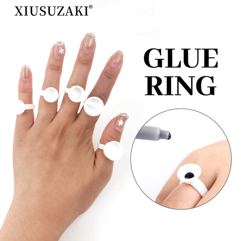 XIUSUZAKI 100 Pcs/Pack Disposable Eyelashes Glue Ring Holder For Eyelash Extension Pallet Eye Lashes Lash Glue Rings Cup Tools