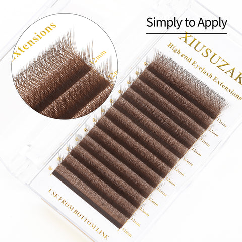 XIUSUZAKI Brown 4D W-Shaped Eyelashes Extensions 4 Tip C/D Curl High Quality Idividual Lash