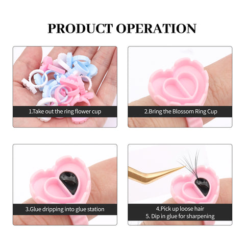 XIUSUZAKI Wholesale 100Pcs/Bag Disposable Eyelash Extension Glue Ring Cup Tattoo Pigment Holder Container Lash Tools Supplier