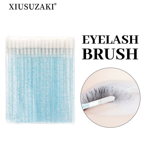 XIUSUZAKI 50pcs Disposable Eyelash Brush Crystal Lashes Micro Brushes Eyelash Extension Supplies Applicator Cleaner Beauty Makeup