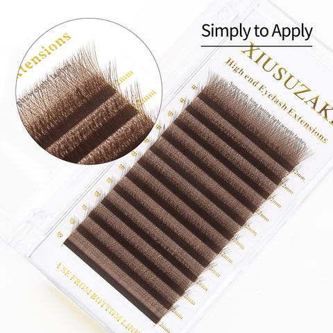 XIUSUZAKI Brown 3D W-Shaped Eyelashes Extensions 3 Tip C/D Curl High Quality Idividual Lash