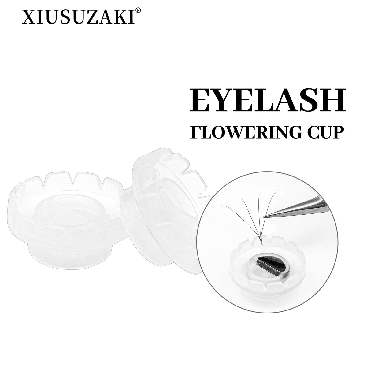 XIUSUZAKI 100 pcs False Eyelashes Blossom Ring Cup Planting Grafting Rapid Bloom Sun Flower Glue Cup Fan Extension Makeup Tool