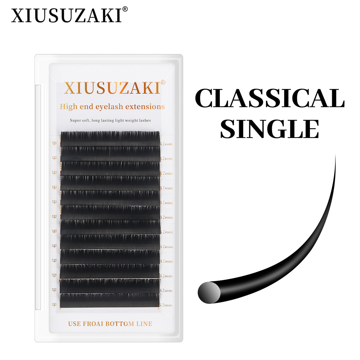 XIUSUZAKI Classic Individual Eyelash Extension Lashes Matte Black Professional Soft Natural