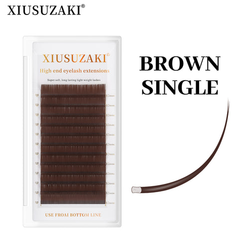 XIUSUZAKI Brown Color Split Tips Ellipse Eyelashes Super Soft Gentle Lashes