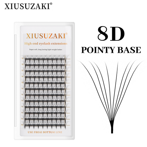 XIUSUZAKI Custom sharp Narrow Stem premade fans Eyelash Extensions 0.07mm 4-10D lash 12 rows Premade Fan Eyelash Extensions