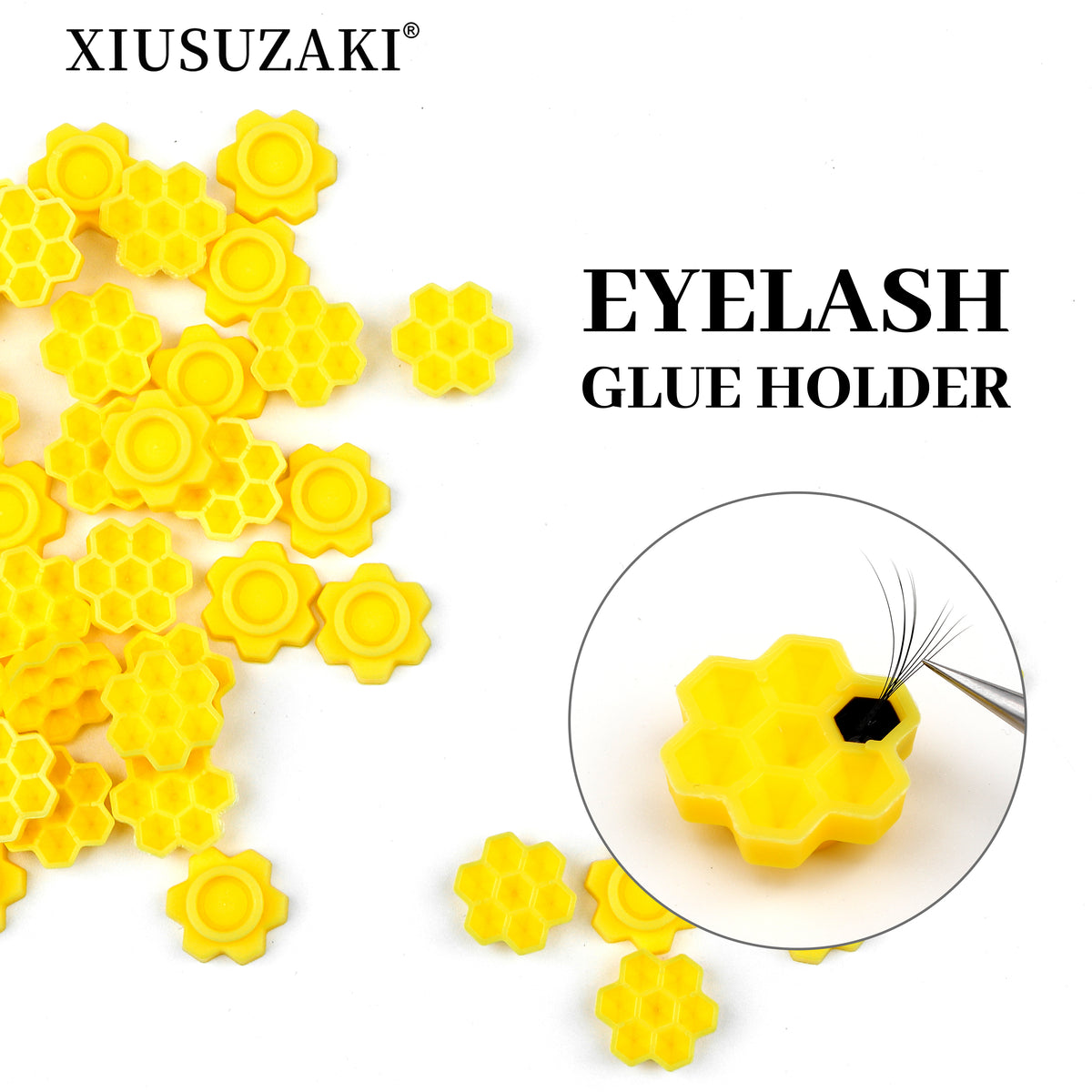 XIUSUZAKI 100 Pieces Flower Shape Glue Cup Eyelash Extension Glue Holder Pallet Grafting False Lash for Girls