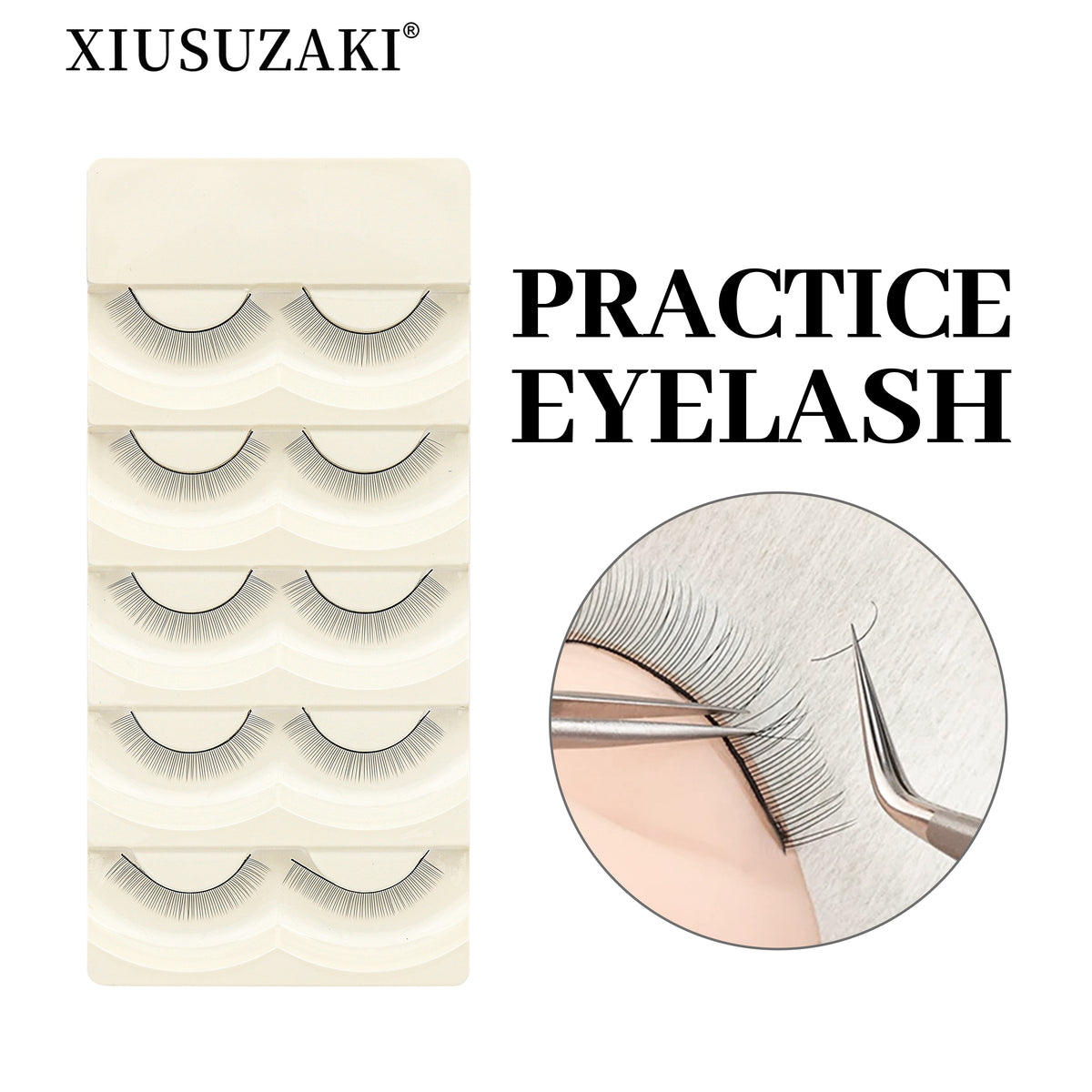 XIUSUZAKI 10 Trays Set False Eyelashes Handmade Training Lashes For Beginners Eyelash Extensions Beauty Salon Student Practice