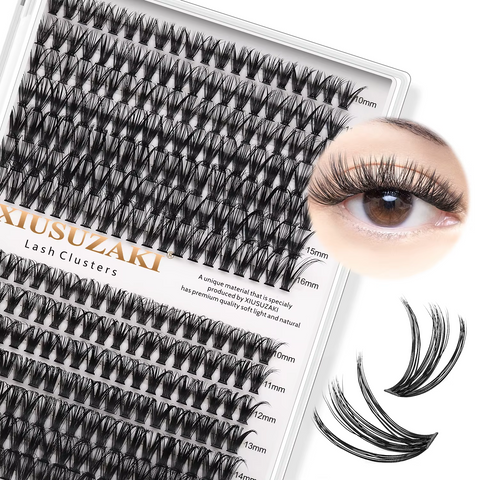 XIUSUZAKI hand made fluffy faux mink cluster lash D Curl Volume Soft Individual Extensions Tray Mink Cluster Lashes