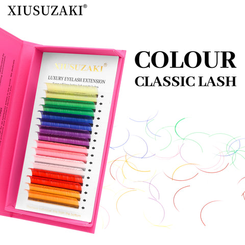 XIUSUZAKI 8 colors Mix color Eyelashes Make up soft Natural synthetic Mink Lashes supplies Eyelash color Extensions Rainbow