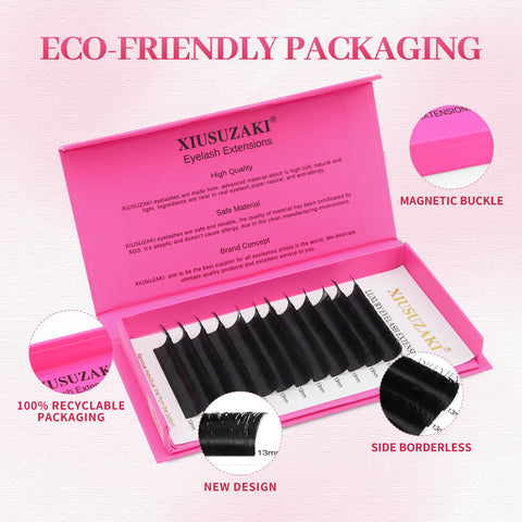 XIUSUZAKI V Shape Hand Woven Premium Soft Light Natural Eyelashes Extension Black  Carton box V shape Eyelash