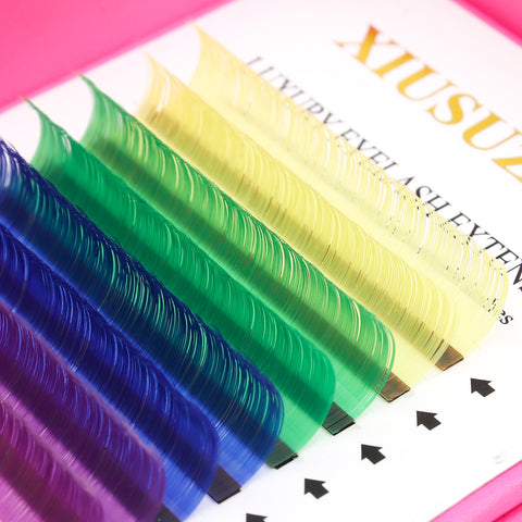 XIUSUZAKI 8 colors Mix color Eyelashes Make up soft Natural synthetic Mink Lashes supplies Eyelash color Extensions Rainbow