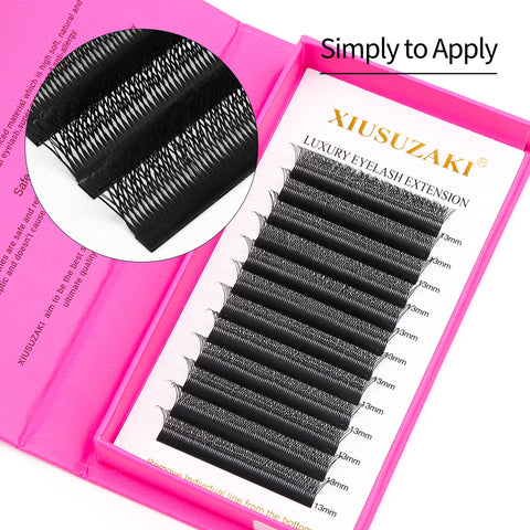 XIUSUZAKI W shape Lashes Eyelash Extensions Blister Premade eyelashes Extension Double Tips 3D W Lashes