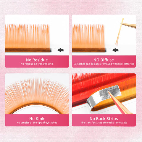 XIUSUZAKI 8 colors Mix color Eyelashes Make up soft Natural synthetic Mink Lashes supplies Eyelash color Extensions Rainbow