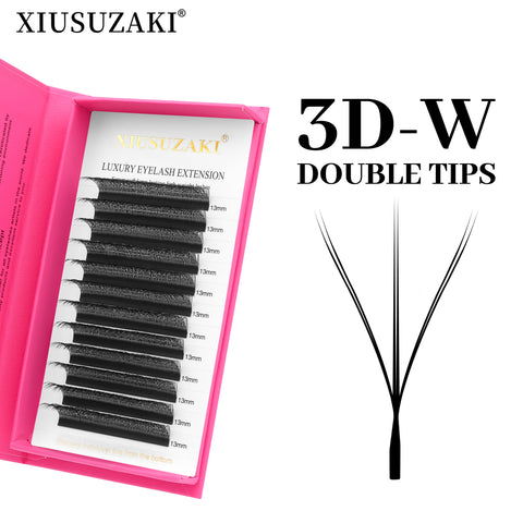 XIUSUZAKI W shape Lashes Eyelash Extensions Blister Premade eyelashes Extension Double Tips 3D W Lashes