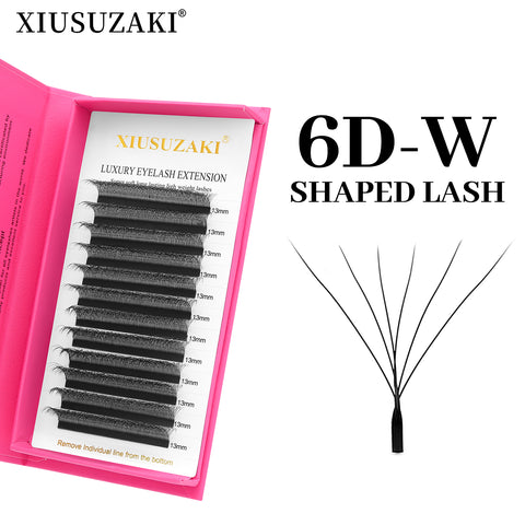 XIUSUZAKU 6D W-Shaped Eyelashes Extensions C/D Curl High Quality Idividual W-6D Lash