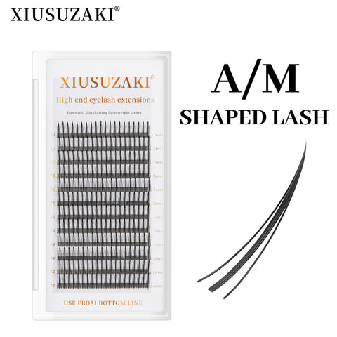 XIUSUZAKI A/M Shape Premade Eyelashes akeup Individual Lashes Cluster Spikes Lash Wispy Premade Fluffy False Eyelashes Makeup