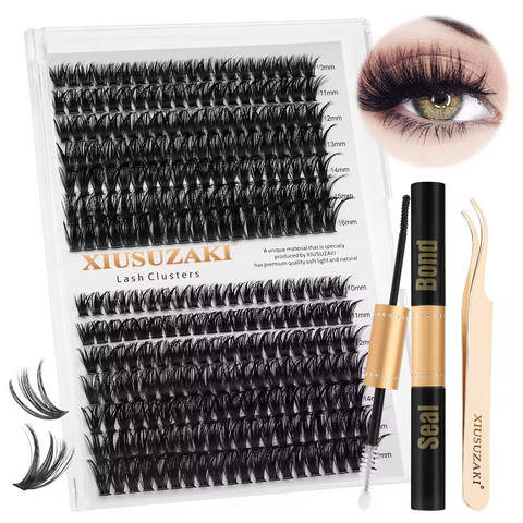 XIUSUZAKI hand made fluffy faux mink cluster lash D Curl Volume Soft Individual Extensions Tray Mink Cluster Lashes