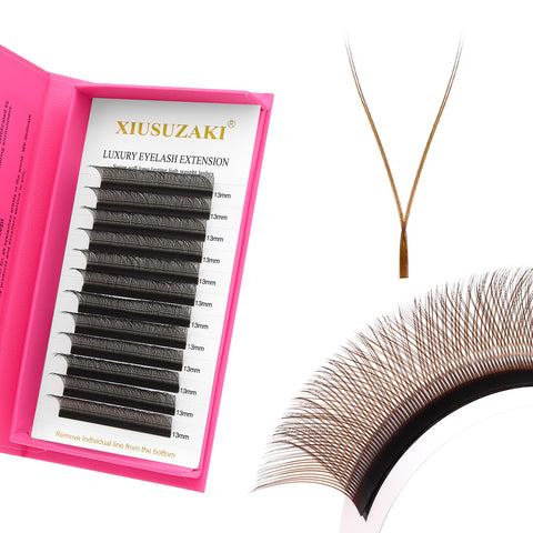 XIUSUZAKI Brown YY Shape Hand Woven Premium Synthetic Mink Eyelashes High Quality Soft Natural Meshy Net Cross False Eyelashes