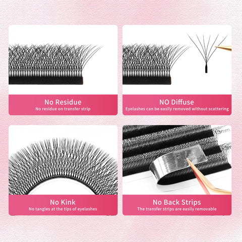 XIUSUZAKU 6D W-Shaped Eyelashes Extensions C/D Curl High Quality Idividual W-6D Lash