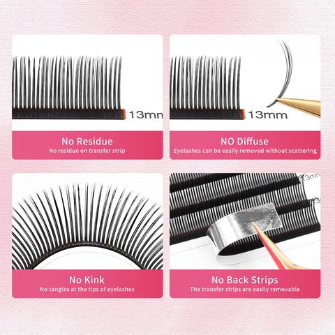 XIUSUZAKI 5D Flower Fairy Flora Lashes Cluster Classic Individual Eyelash Extension Carton LashesMatte Black Professional Soft Natural