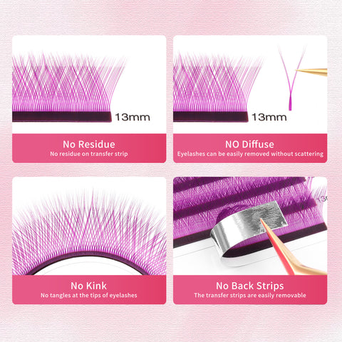 XIUSUZAKI YY Shape Eyelash Extensions Blue Purple Waved carton box Premade Volume Lashes Fluffy Natural