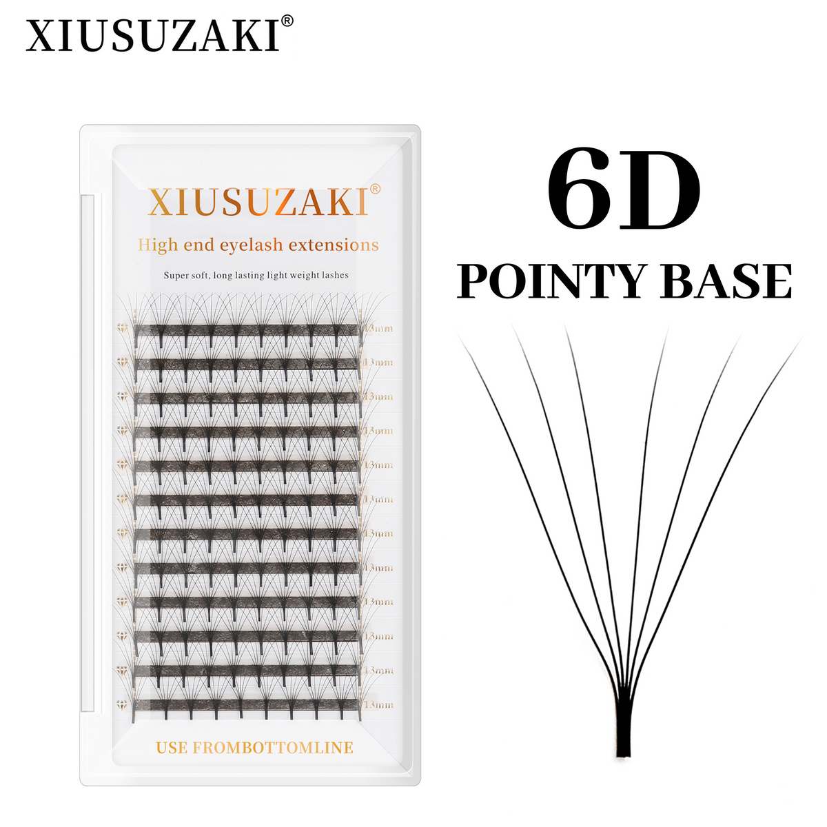 XIUSUZAKI Custom sharp Narrow Stem premade fans Eyelash Extensions 0.07mm 4-10D lash 12 rows Premade Fan Eyelash Extensions