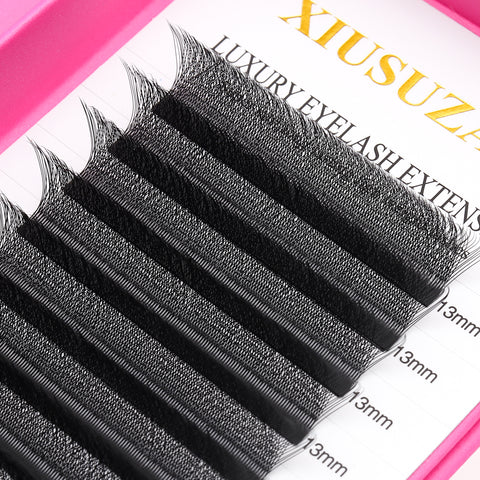 XIUSUZAKI Bloom Automatic Flowering Premade Fans Natural Soft Light Lashes Volume 4D W Shaped Eyelash Extensions