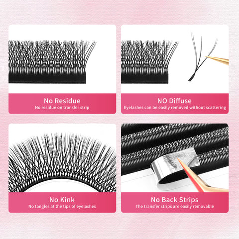 XIUSUZAKI W shape Lashes Eyelash Extensions Blister Premade eyelashes Extension Double Tips 3D W Lashes