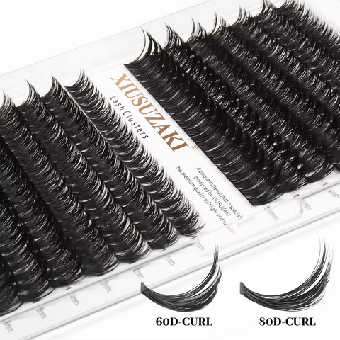 XIUSUZAKI hand made fluffy faux mink cluster lash D Curl Volume Soft Individual Extensions Tray Mink Cluster Lashes