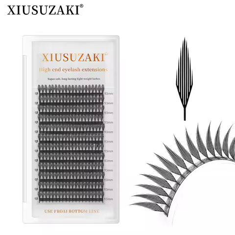 XIUSUZAKI 12 Rows Custom Private Label Super Soft Comic Book Beauty Salon Premade Special Grafting Comic Spire Eyelash Extension