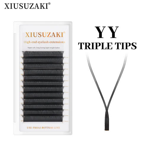 XIUSUZAKI YY Shape Three Split Tips Triple Top Interlaced Root Eyelash Extensions Eyelashes