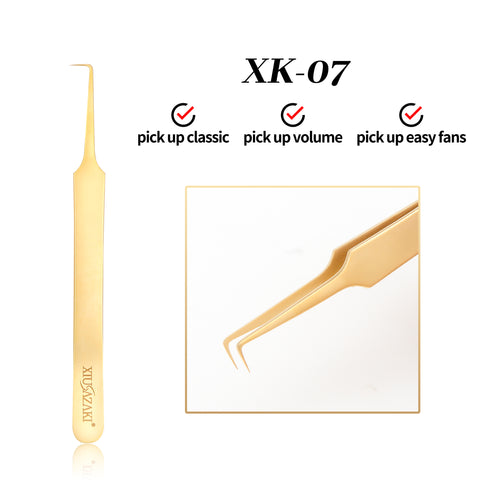 XIUSUZAKI High precision eyelash extension forceps, stainless steel eyelash 3D precise clip for makeup titanium alloy