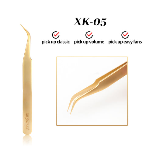 XIUSUZAKI High precision eyelash extension forceps, stainless steel eyelash 3D precise clip for makeup titanium alloy