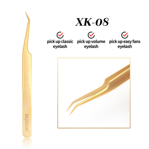 XIUSUZAKI High precision eyelash extension forceps, stainless steel eyelash 3D precise clip for makeup titanium alloy