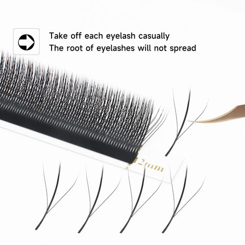 XIUSUZAKI Automatic Flowering W Shape Bloom 3D Two-Core Premade Fans Eyelash Extensions Premium Natural Soft Light Full Dense Lashes