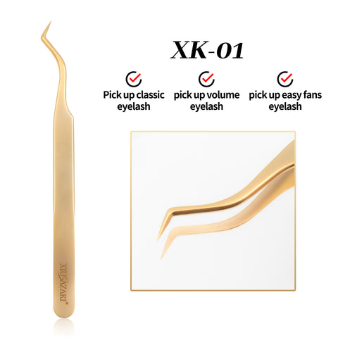 XIUSUZAKI High precision eyelash extension forceps, stainless steel eyelash 3D precise clip for makeup titanium alloy