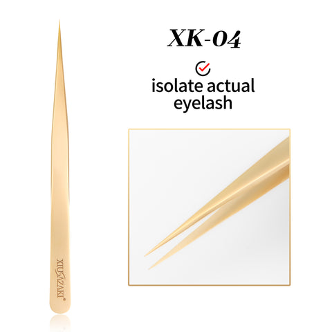 XIUSUZAKI High precision eyelash extension forceps, stainless steel eyelash 3D precise clip for makeup titanium alloy